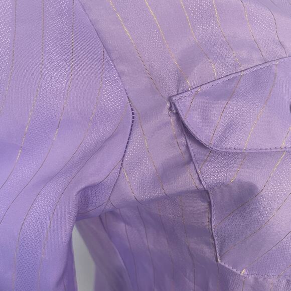 Vintage Blouse Top Size 8 Lavender Purple Long Sleeve Button Minimal Casual 90s - Picture 10 of 14